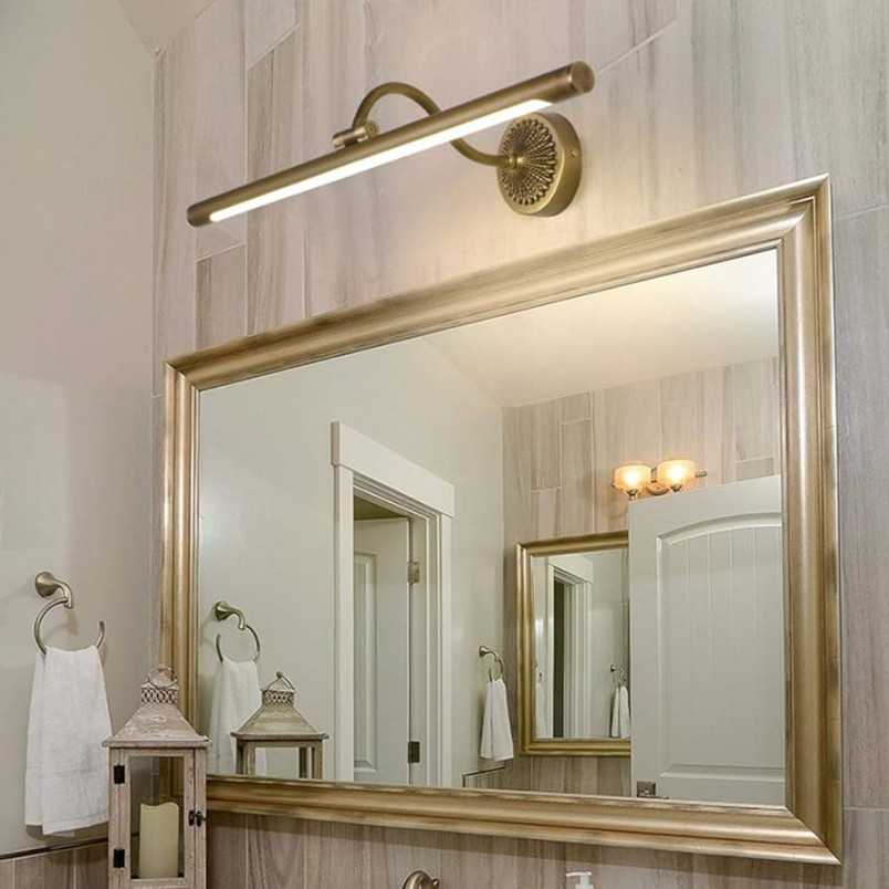 ACMHNC LED Spiegelleuchte Vintage Badezimmer Wasserdichte Spiegellampe  Antik Messing Badlampe Schminktisch Wandleuchte ° Winkel Einstellbar