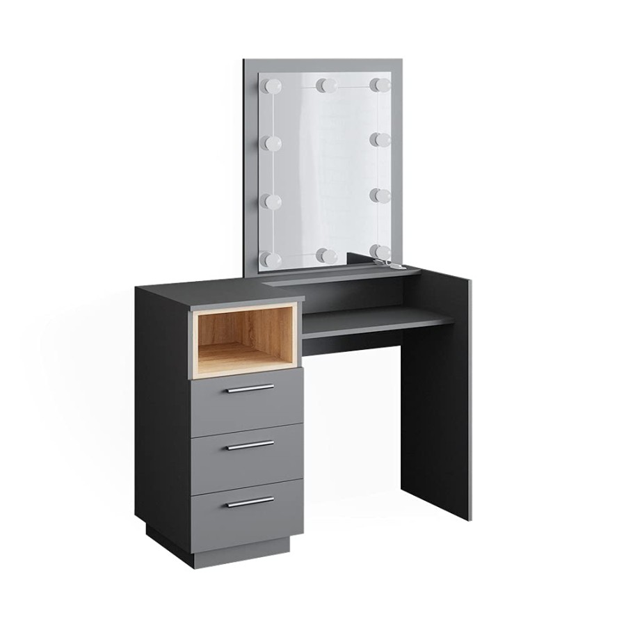 Vicco Beatrice Dressing Table Anthracite / Oak  cm with LED Lighting