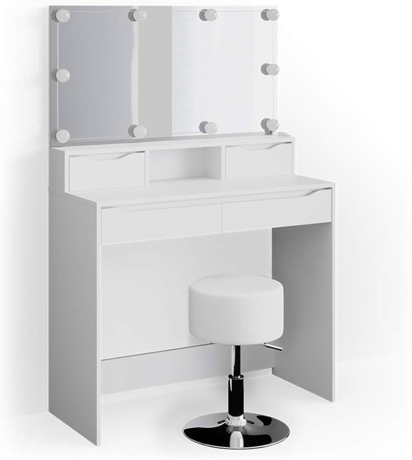 Vicco Ruben Dressing Table White Mirror Dressing Table with Drawers